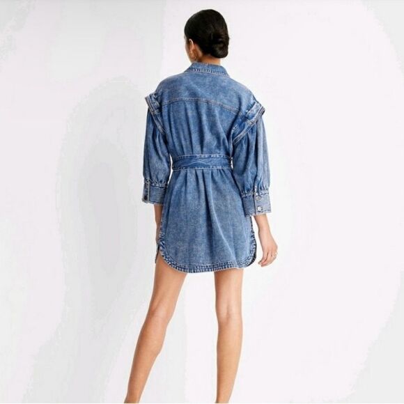 Future Collective Kahlana Barfield Brown Denim Utility Dress - Picture 2 of 4